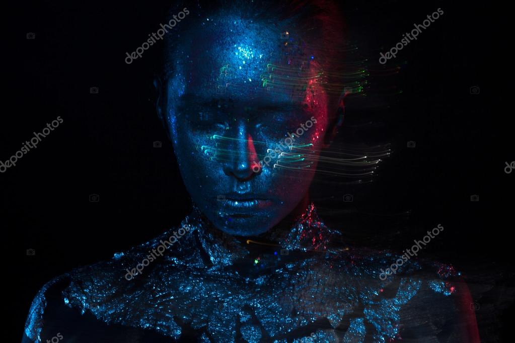 Blue and red light beauty photo!