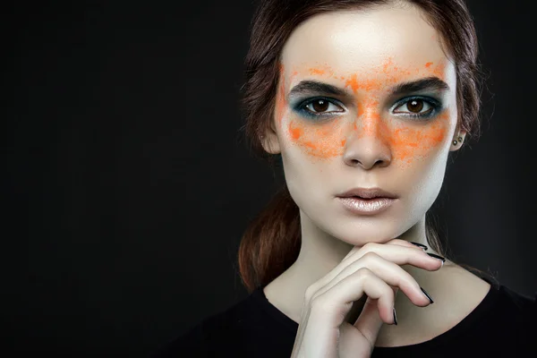 Kreativní make-up módní lady, close-up shot — Stock fotografie
