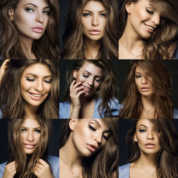 Collage of portraits of a beautiful young woman. Beautiful woman — Stock Photo, Image