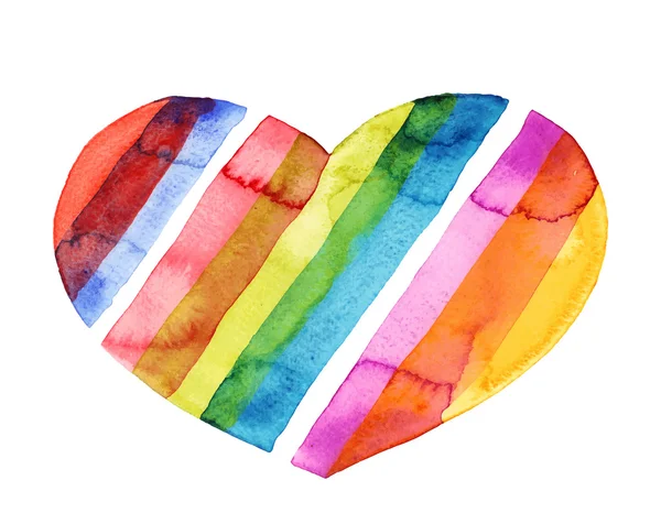 Ζωγραφική με νερομπογιές πολύχρωμη καρδιάς — Διανυσματικό Αρχείο