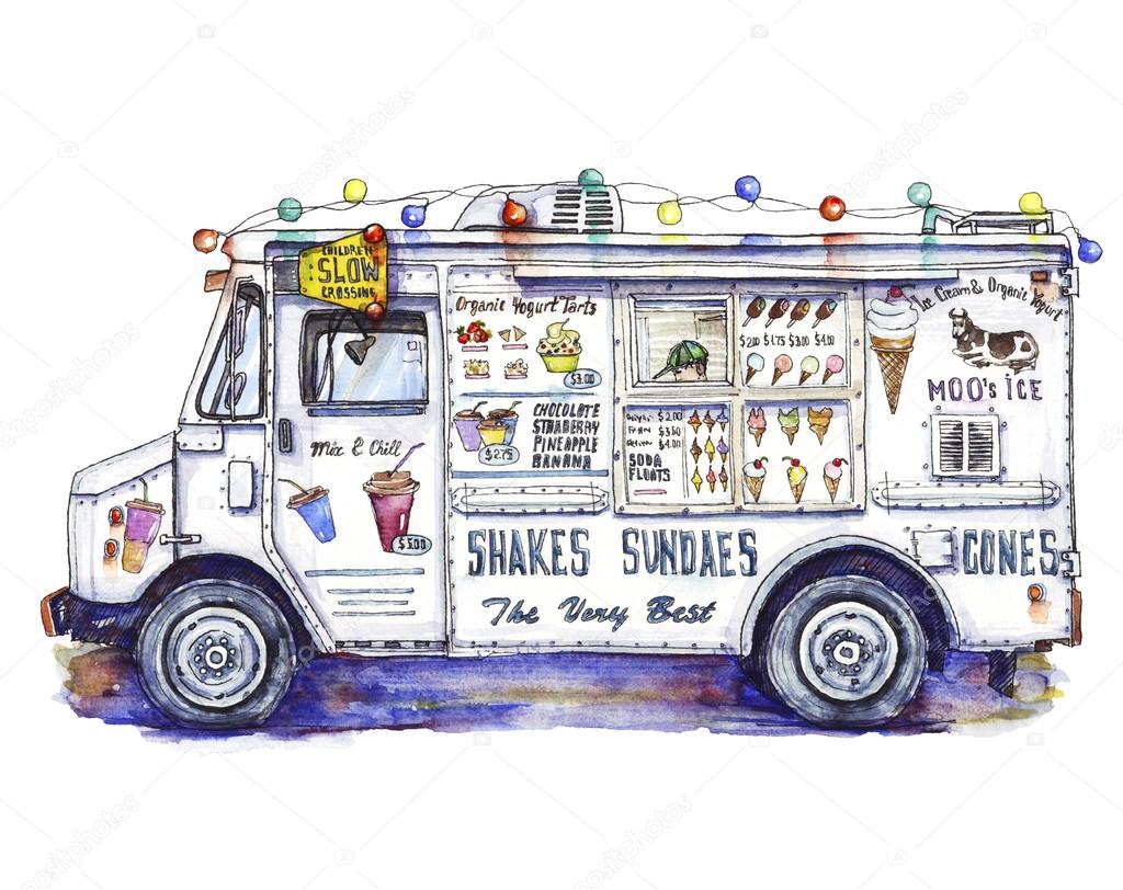 Ice-cream van in watercolor — Stock Photo © Khalaziy #116084878