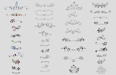 Set of ink and watercolor arrows and curls clipart