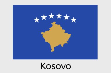 Kosova ülke bayrağı ikonu, Kosova bayrak taşıyıcı illüstrasyonu, Kosova, Avrupa