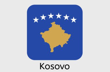 Kosova ülke bayrağı ikonu, Kosova bayrak taşıyıcı illüstrasyonu, Kosova, Avrupa