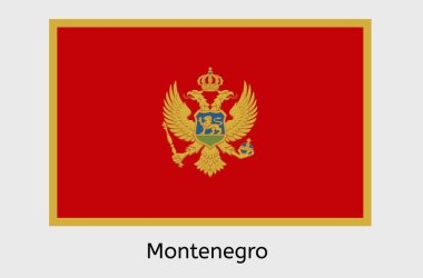 Karadağ ülke bayrağı ikonu, Karadağ bayrak taşıyıcı illüstrasyonu, Avrupa