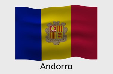 Andorra ülke bayrağı simgesi, Andorran bayrak vektör illüstrasyonu, Avrupa
