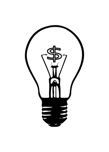 Light bulb, lamp Dollar Symbol abstract black on white backgroun — Stock Photo, Image