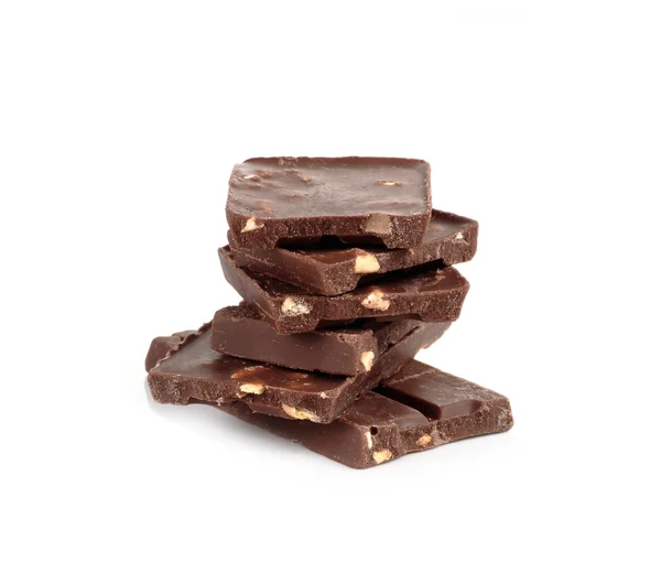 Beyaz arkaplanda izole edilmiş çikolata