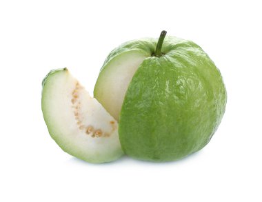 Beyaz arka plan üzerinde izole guava (tropikal meyve)