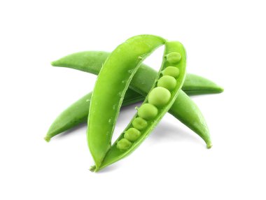 Beyaz Arkaplanda Yeşil Bezelyeler İzole Edildi