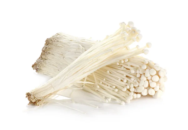 Enoki houby, zlatá jehla houby izolované na bílém — Stock fotografie