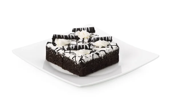 Ciasto czekoladowe z chocolat na białym tle — Zdjęcie stockowe