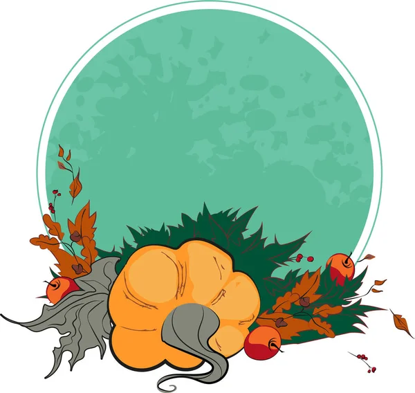 Autumn card, orange pumpkins, October harvest, vector background. Vector illustration