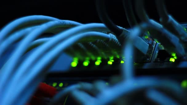 Router enrutamiento de datos a través de Ethernet — Vídeo de stock