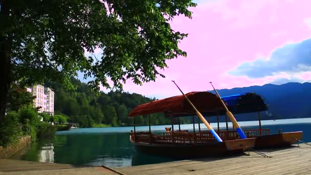 Barcos en el lago Bled — Vídeo de stock