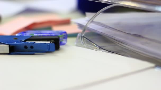 Stapler on the office table — Stock Video