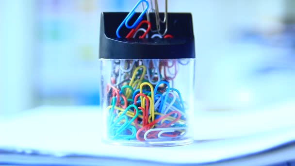 Taking paper clips — Stock Video