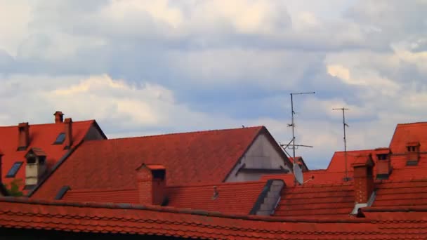 Red tile roofs — Stock Video