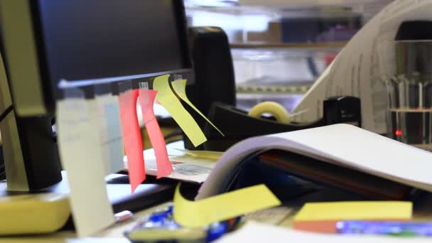 Office table with different objects — Stock Video