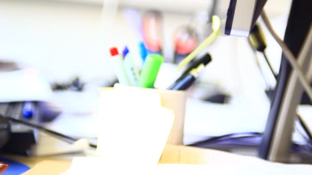 Office table with different objects — Stock Video