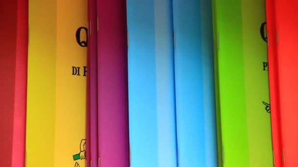 Переглянути барвисті книги — стокове відео
