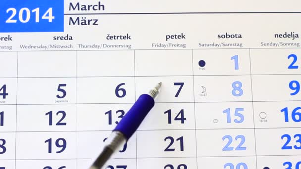 Zeer belangrijke datums op de kalender — Stockvideo