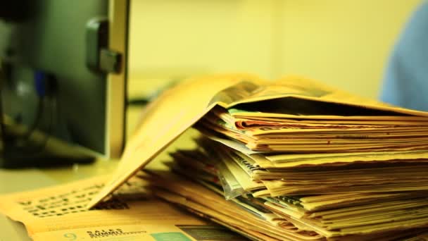 Pile of documents and office papers — Stock Video