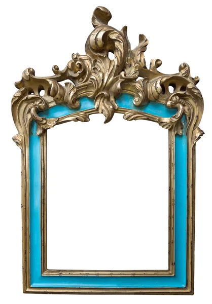 Antieke gouden turquoise frame geïsoleerd op witte achtergrond — Stockfoto