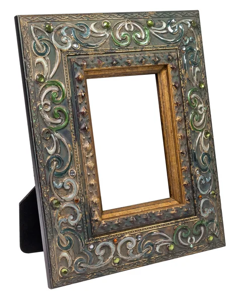 Antique wooden photo frame isolated on white background — Stock Photo, Image