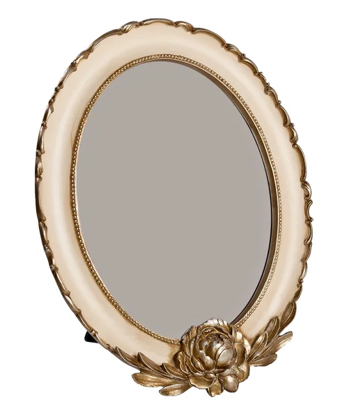 Oval wooden photo frame with empty space — Stock Photo, Image