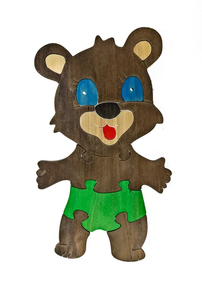 Bunte Puzzleteile aus Holz in Bärenform — Stockfoto