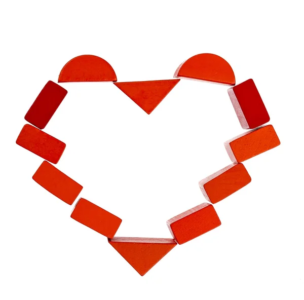 Heart frame  made from red wooden blocks — Stock Photo, Image