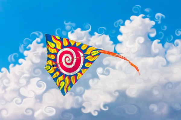 Kleurrijke vlieger vliegen in de lucht — Stockfoto