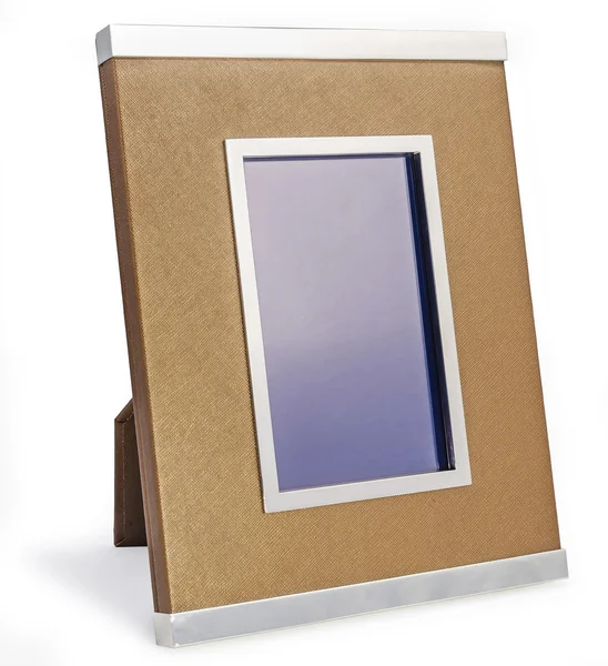 Rico marco de fotos de vinilo y plata. Color marrón — Foto de Stock