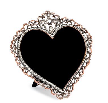 Kalp şeklinde rhinestones kakma metal fotoğraf çerçevesi