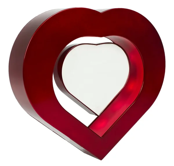 Červené srdce fotorámeček na isolaed bílé pozadí — Stock fotografie