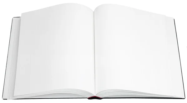Відкрита книга з порожніми сторінками на білому тлі — стокове фото