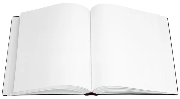 Livre ouvert avec des pages blanches sur un fond blanc — Photo