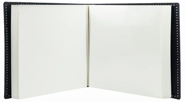 Libro abierto con páginas en blanco sobre fondo blanco — Foto de Stock