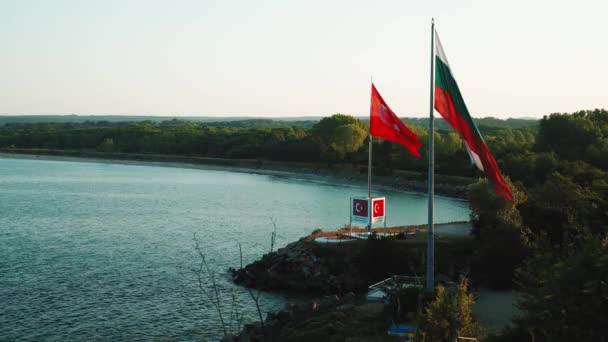 Vista Ángulo Alto Frontera Entre Bulgaria Turquía Costa Del Mar — Vídeos de Stock