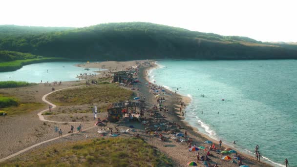 Bulgaristan Karadeniz Kıyısındaki Veleka Nehri Deltası Yakınlarındaki Kıyı Manzarası Sinemorets — Stok video