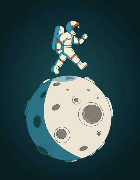 Abstract Vector Illustration Astronaut Cosmonauta White Space Suit Walking Moon —  Vetores de Stock