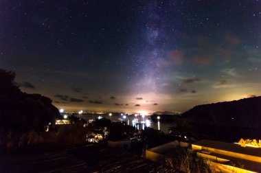 View of the Milky way in a Dark Night Sky from Panarea clipart