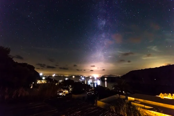 Вид Млечный Путь Темном Ночном Небе Панареа — стоковое фото