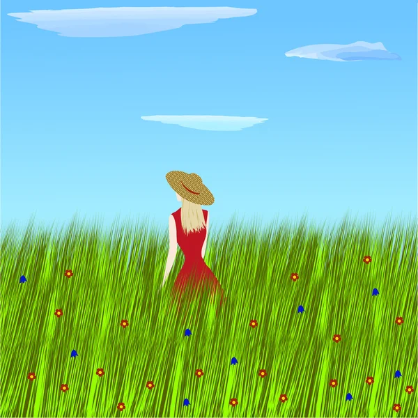 Prairie printanière fleurie — Image vectorielle