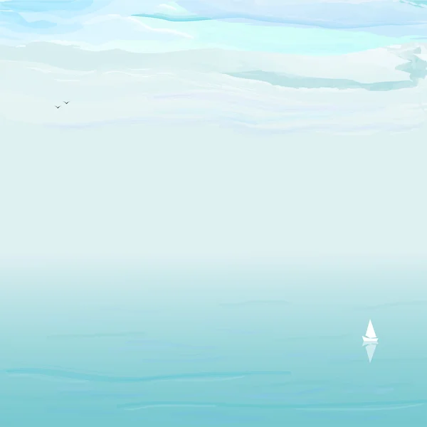 Mavi deniz, beyaz bulutlar