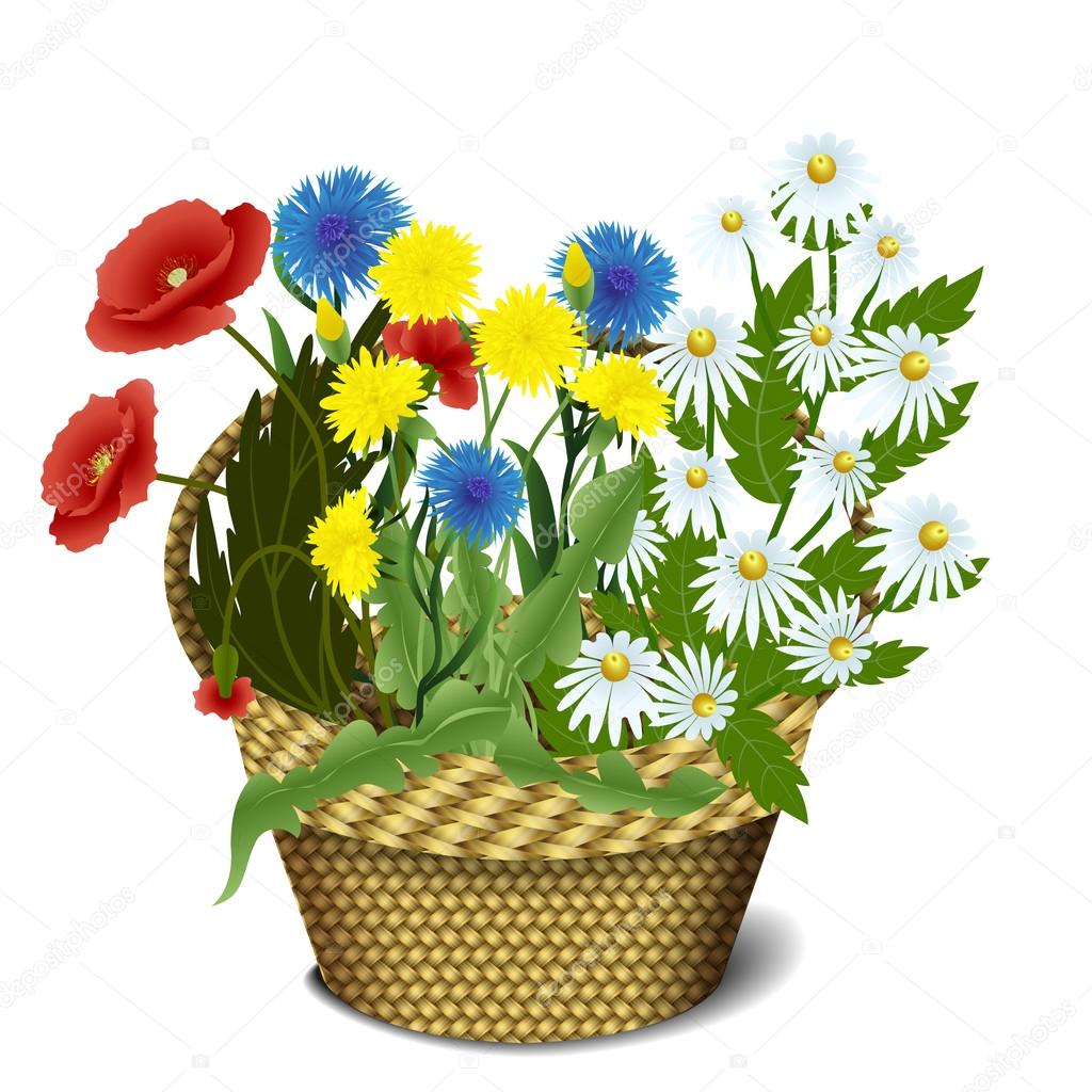 Basket with wild flowers