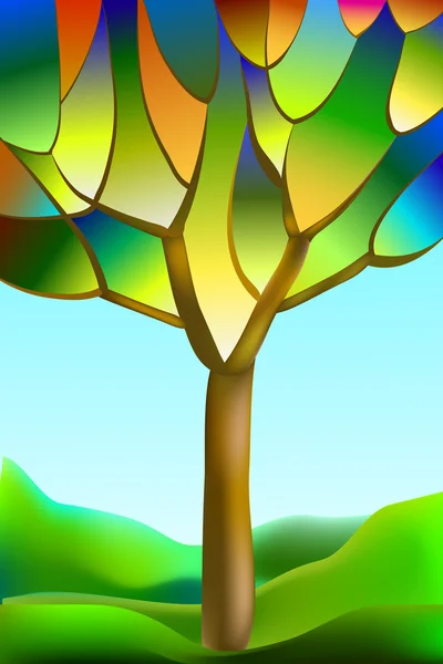 Baum, Glasfenster — Stockvektor