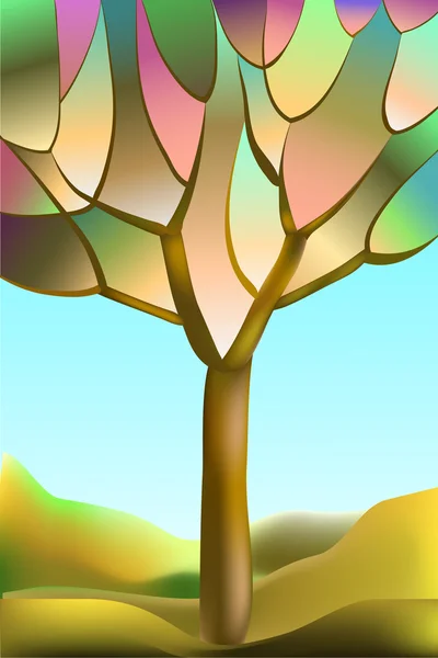Vitray pencere sonbahar ağacı — Stok Vektör