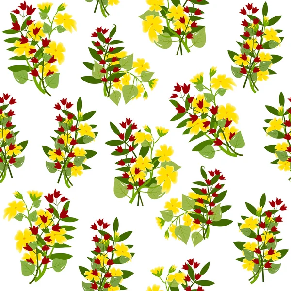 Patrón de mariposas y campanillas rojas — Vector de stock